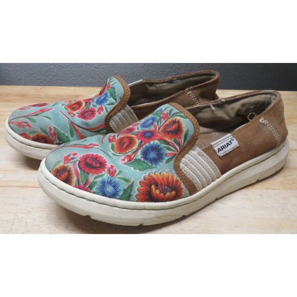 Ariat Womens US 9 B Cruiser Saddle Leather Fabric Western Floral Slip Ons Shoes - Picture 4 of 9